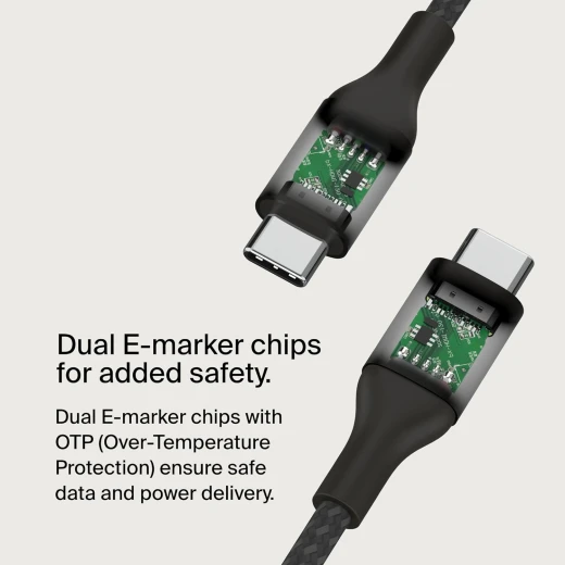 Belkin 240W USB-C to USB-C Cable 3.3ft Black - Fast Charging for iPhone, Samsung, MacBook & More - Belkin - Image 3