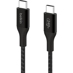 كابل بيلكن 240W USB-C إلى USB-C بطول 3.3 قدم أسود - شحن سريع لأجهزة iPhone و Samsung و MacBook والمزيد