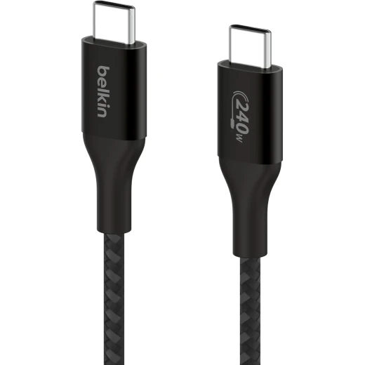 كابل بيلكن 240W USB-C إلى USB-C بطول 3.3 قدم أسود - شحن سريع لأجهزة iPhone و Samsung و MacBook والمزيد كابل بيلكن 240W USB-C إلى USB-C بطول 3.3 قدم أسود - شحن سريع لأجهزة iPhone و Samsung و MacBook والمزيد