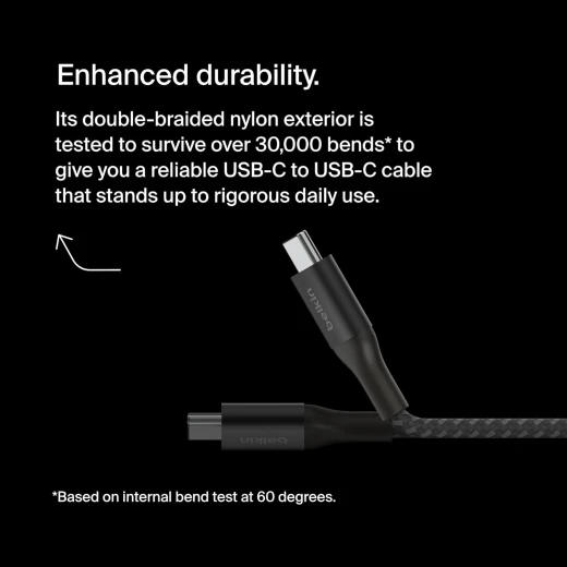 Belkin 240W USB-C to USB-C Cable 3.3ft Black - Fast Charging for iPhone, Samsung, MacBook & More - Belkin - Image 7