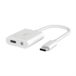 محول صوت بيلكين Rockstar USB-C مع منفذ 3.5 ملم وشحن - أبيض - iPad Pro, Galaxy, Pixel - بيلكين
