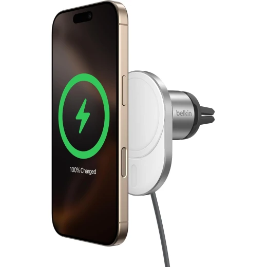 Belkin MagSafe Wireless Car Charger 15W - Secure Magnetic Vent Mount for iPhone 17/16/15/14/13 & Pixel 10 - White Belkin MagSafe Wireless Car Charger 15W - Secure Magnetic Vent Mount for iPhone 17/16/15/14/13 & Pixel 10 - White