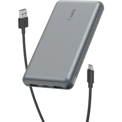 Belkin 20000mAh USB-C Power Bank Portable Charger with 2 USB-A Ports - Gray