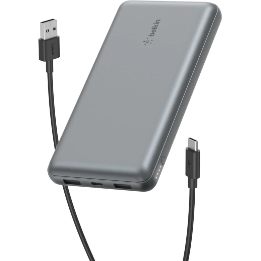 شاحن بيلكين 20000 mAh USB-C باور بانك محمول مع منفذي USB-A - رمادي شاحن بيلكين 20000 mAh USB-C باور بانك محمول مع منفذي USB-A - رمادي