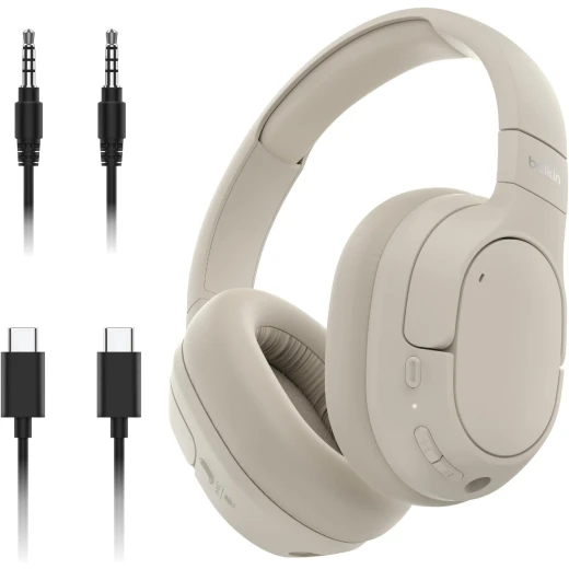 Belkin Soundform Isolate Noise Cancelling Headphones - Over-Ear Comfort & Clear Audio White Belkin Soundform Isolate Noise Cancelling Headphones - Over-Ear Comfort & Clear Audio White