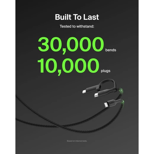 Belkin 2-in-1 Fast Charging Cable: USB-C & Lightning Connector, Braided Black - Belkin - Image 2