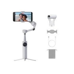 مُثبّت كاميرا Insta360 Flow 2 مع مُتعقّب الذكاء الاصطناعي، مجموعة رمادية، مجموعة تصوير فيديو للهواتف الذكية