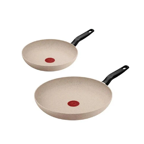 Tefal Essential Beige Frypan Set 2 Piece Non Stick 24cm and 28cm Cookware Tefal Essential Beige Frypan Set 2 Piece Non Stick 24cm and 28cm Cookware
