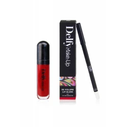 Delfy Cosmetics 3D Volume Lip Gloss Red Rose, Plumping, Shiny 7ml