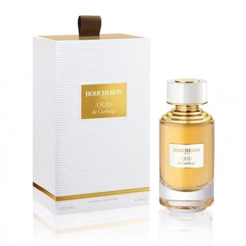 عطر بوشرون عود دي قرطاج 125 مل: عطر للجنسين يتميز بعبير العود الدافئ والتوابل الغنية، مثالي لجميع المناسبات. - بوشيرون