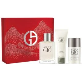 مجموعة هدايا أرماني أكوا دي جيو للرجال: عطر EDT 100 مل، جل استحمام ومزيل عرق – هدية مثالية - Armani