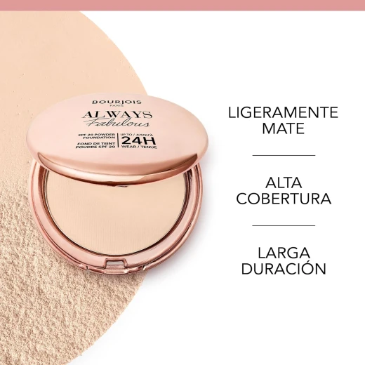Bourjois Paris Always Fabulous Rose Sand Powder Foundation SPF20 Long Lasting Coverage 7g - Bourjois Paris - Image 7