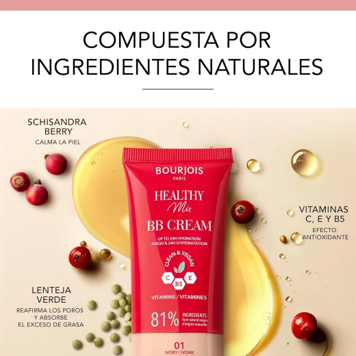 Bourjois Healthy Mix BB Cream Ivory Radiant Finish Lightweight Coverage Foundation Makeup - Bourjois - Image 4