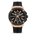 Cerruti 1881 Razzuolo Men's Watch Rose Gold Stainless Steel Black Silicone 46mm Water Resistant 50m Quartz Movement - Cerruti 1881