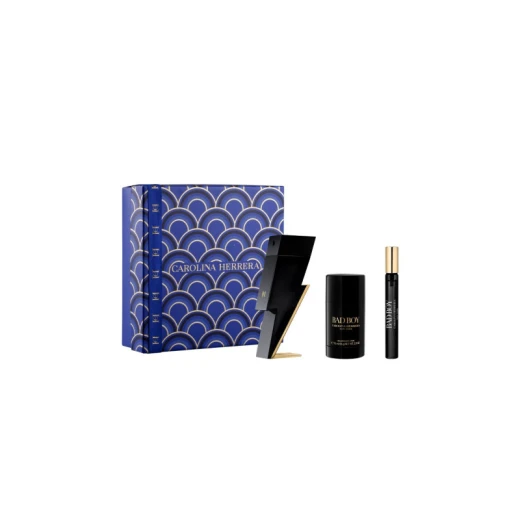 مجموعة هدايا Carolina Herrera Bad Boy Eau de Toilette للرجال عطر كامل للعناية مع بخاخ مزيل للعرق مجموعة هدايا Carolina Herrera Bad Boy Eau de Toilette للرجال عطر كامل للعناية مع بخاخ مزيل للعرق