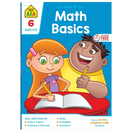 كراسة تمارين أساسيات الرياضيات للصف السادس من School Zone - الكسور، الأسس كراسة تمارين أساسيات الرياضيات للصف السادس من School Zone - الكسور، الأسس