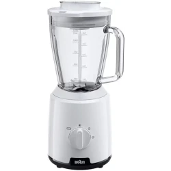 Braun PowerBlend 1 JB1000 Blender 600W 1.5L White, compact kitchen appliance with TriAction jug for smooth blending, 2 speeds plus pulse function, ideal for smoothies, juices, soups and daily use