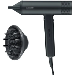 Severin HT 0170 S Style Black Hair Dryer 2000W: Professional Styling with Diffuser, 3 Heat Settings, Cool Shot Function, Lightweight Design for Easy Use