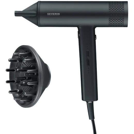 Severin HT 0170 S Style Black Hair Dryer 2000W: Professional Styling with Diffuser, 3 Heat Settings, Cool Shot Function, Lightweight Design for Easy Use Severin HT 0170 S Style Black Hair Dryer 2000W: Professional Styling with Diffuser, 3 Heat Settings, Cool Shot Function, Lightweight Design for Easy Use