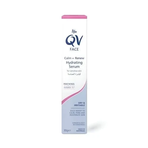 QV Face Serum Moisturizing Soothing Renewing Gentle Formula for Sensitive Skin 30ml Targets Redness and Dryness for a Hydrated Complexion Daily Use 30 Milliliters QV Face Serum Moisturizing Soothing Renewing Gentle Formula for Sensitive Skin 30ml Targets Redness and Dryness for a Hydrated Complexion Daily Use 30 Milliliters