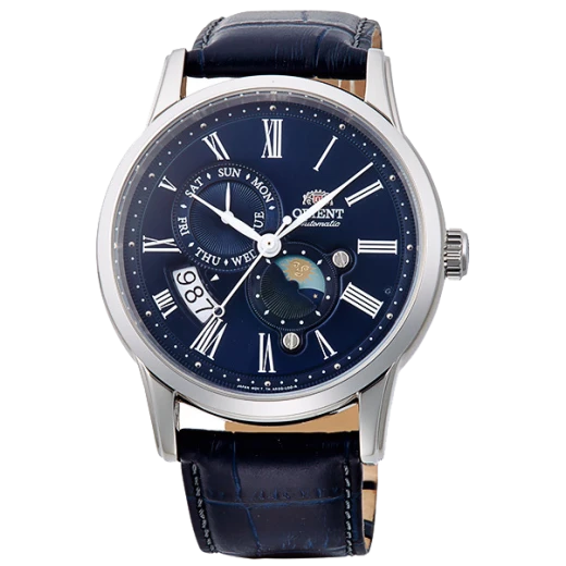 Orient RA-AK0011D Men's Watch Blue Dial Leather Strap Day/Night Indicator Orient RA-AK0011D Men's Watch Blue Dial Leather Strap Day/Night Indicator