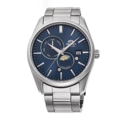 Orient Contemporary Sun & Moon Automatic Watch RA-AK0303L Blue Dial Stainless Steel Bracelet