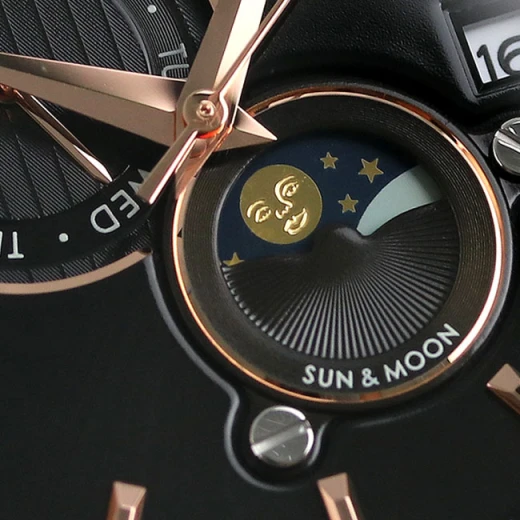 Orient Contemporary Sun And Moon Automatic Watch Black Leather Strap 41mm - ORIENT - Image 4