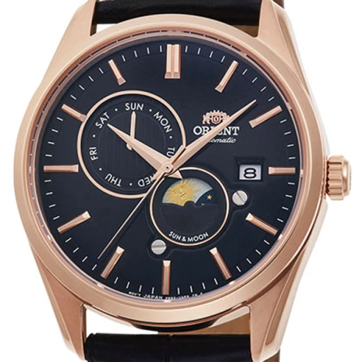 Orient Contemporary Sun And Moon Automatic Watch Black Leather Strap 41mm - ORIENT - Image 3