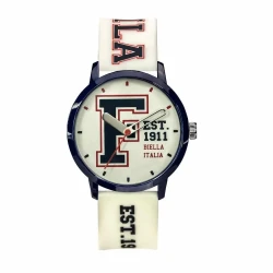 Fila Reinterpret 70s Watch Black Case White Dial Silicone Strap 42mm