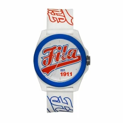 Fila Reinterpret 70's Watch Blue Silicone Strap White Dial 42.5mm