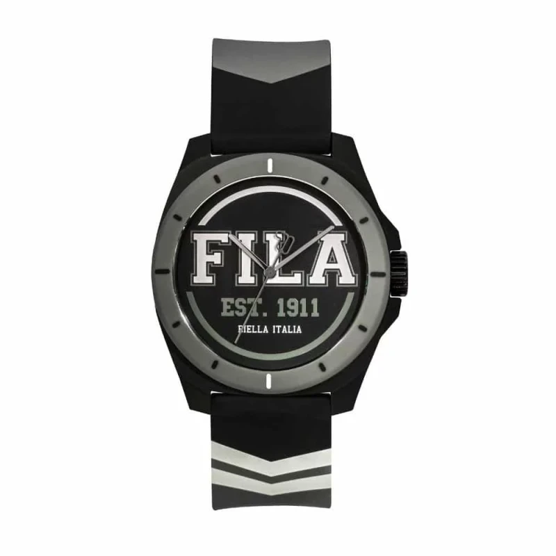 Fila Reinterpret 70's Watch Black Silicone Strap 42.5mm Grey Case - Fila