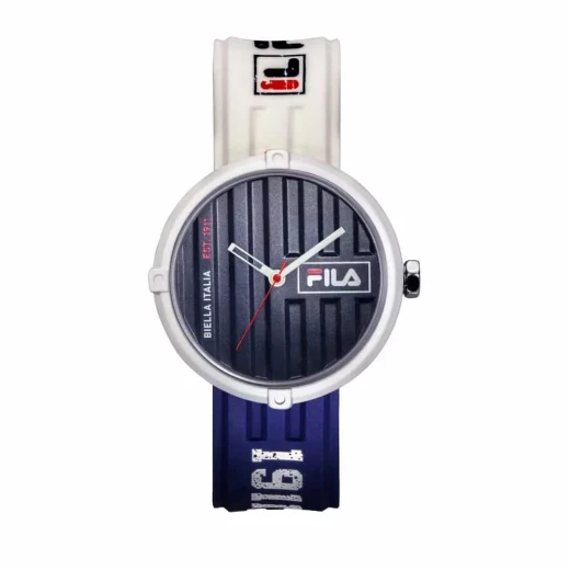 Fila Container 38 338 102 Watch Black Dial White Blue Silicone Strap 40mm Fila Container 38 338 102 Watch Black Dial White Blue Silicone Strap 40mm