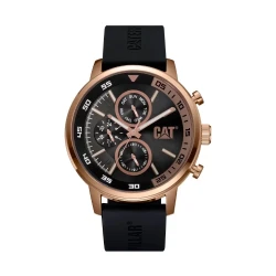 Cat Sail Watch Black Rose Gold Dial Stainless Steel 46mm Case 100M Water Resistance Silicone/Stainless Steel Strap for Men AK.199.21.129