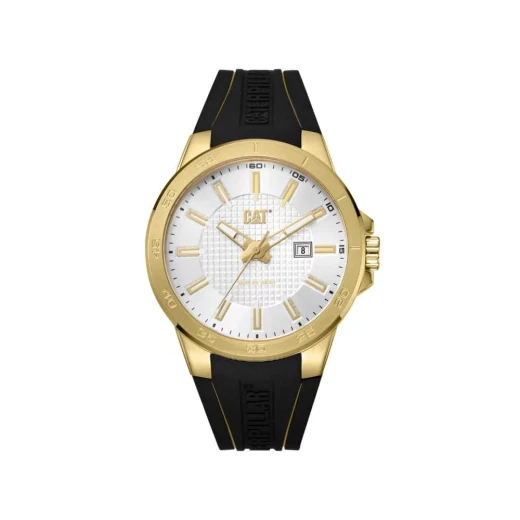 Cat Stealth Watch Gold Stainless Steel Case 44mm Mineral Crystal 100M Water Resistance Silicone Strap Stylish Design