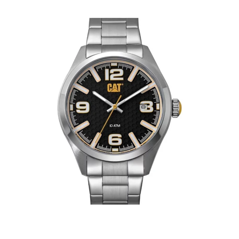 Caterpillar H Dial Watch Black White Dial Silver Stainless Steel Strap 44mm Case 100M Water Resistance Men's Timepiece - Caterpillar