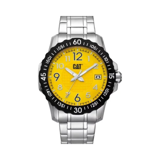 Cat Downforce Watch Yellow Dial Silver Stainless Steel Strap 44mm Cat Downforce Watch Yellow Dial Silver Stainless Steel Strap 44mm