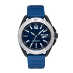 Reebok Griden Blue Watch for Men with 44mm Case, Silicone Strap, and 10 ATM Water Resistance – Features 3-Hand Movement and Epson AX3 Technology - Reebok