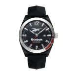 ساعة ريبوك ليجازي للرجال مينا أزرق داكن حزام سيليكون أسود 43 ملم - Reebok