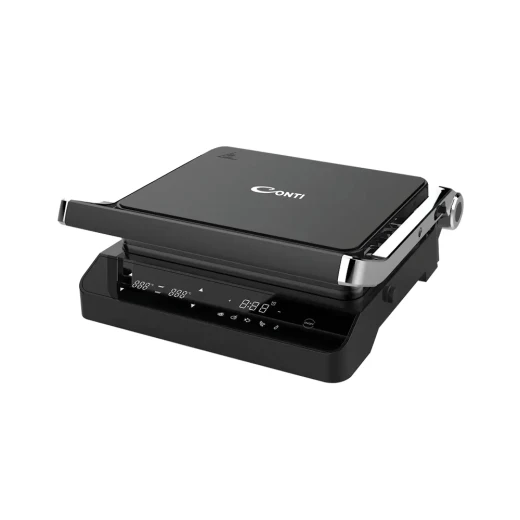 Conti Contact Grill 2000W Digital Black with 90 Degree Opening Angle and Timer Function for Even Cooking of Meats, Vegetables, and More. Perfect for Home Use Conti Contact Grill 2000W Digital Black with 90 Degree Opening Angle and Timer Function for Even Cooking of Meats, Vegetables, and More. Perfect for Home Use