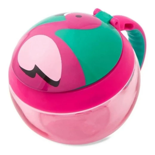 Skip Hop Zoo Flamingo Snack Cup, Spill-Proof, Easy-Grip Handle, 12+ Months