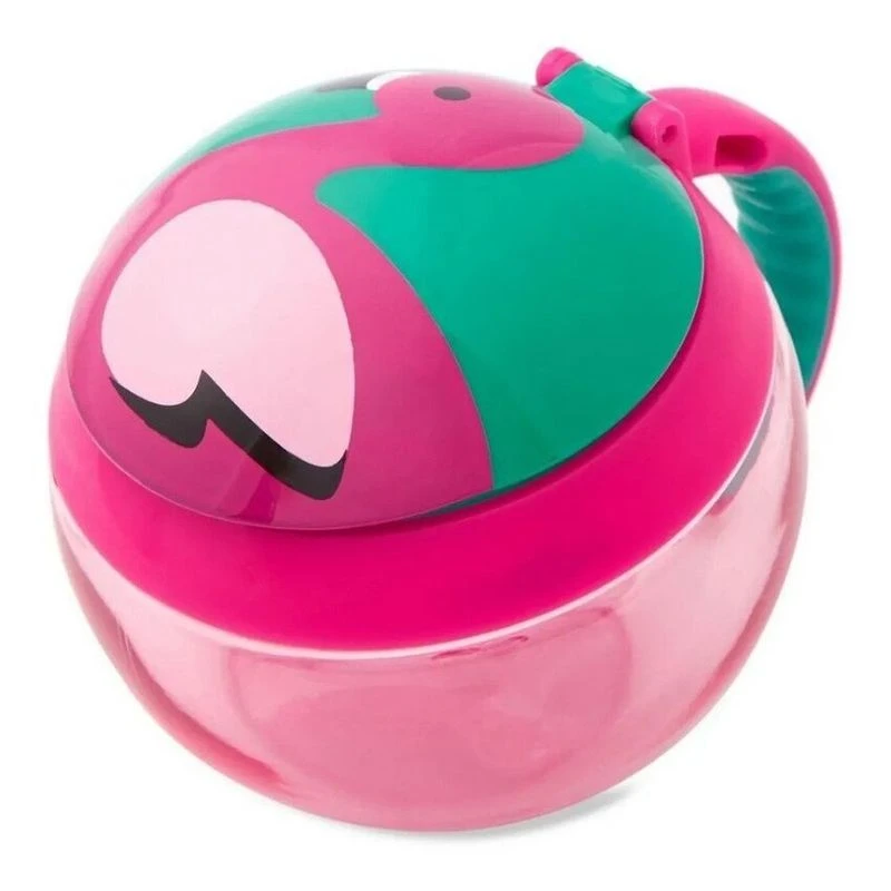 Skip Hop Zoo Flamingo Snack Cup, Spill-Proof, Easy-Grip Handle, 12+ Months