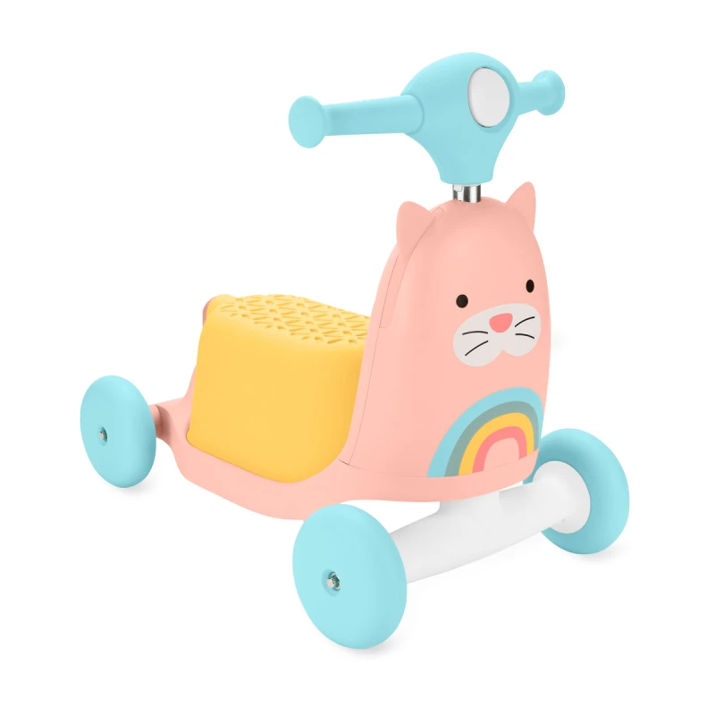 Skip Hop Zoo 3-in-1 Ride On Scooter Cat, Walker, Ride, and Scooter for Toddlers