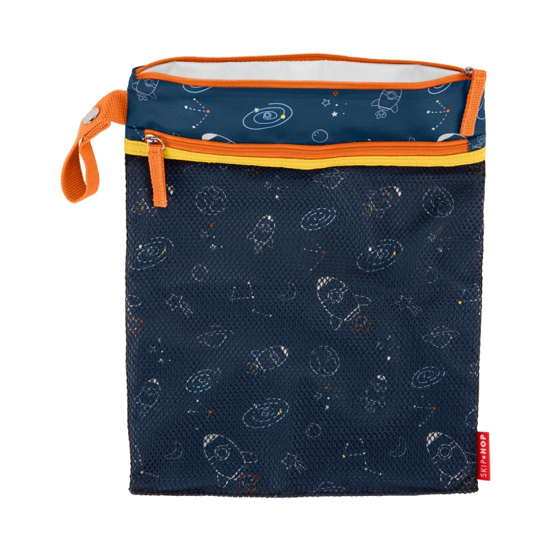 Skip Hop Rocket Wet Bag Waterproof Mesh Pocket for Swimsuits and Accessories