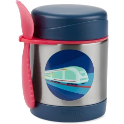 Skip Hop Train Insulated Stainless Steel Kids Food Jar with Spork, Leak-Resistant