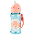 Skip Hop ZOO Cat Straw Bottle Tritan Renew 12 oz, Blue, for Toddlers