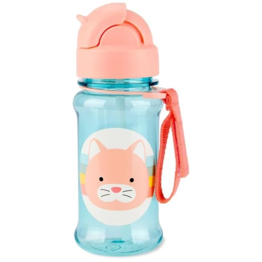 Skip Hop ZOO Cat Straw Bottle Tritan Renew 12 oz, Blue, for Toddlers - Image 2