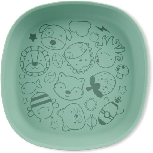 Skip Hop Squad Green Silicone Baby Plate, Non-Slip, 6+ Months - Image 2