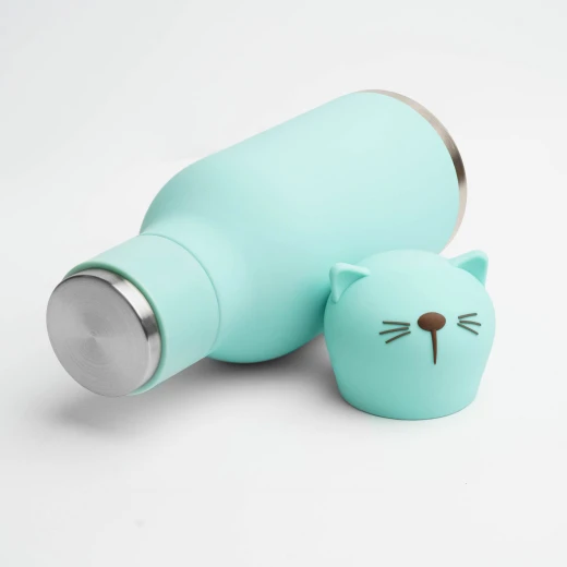 Asobu Bestie Kitty Turquoise 460ml Insulated Stainless Steel Water Bottle with Straw - Asobu - Image 3