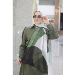 دائرة حجاب عصري شال جورجيت شيفون أخضر 300 سم × 70 سم