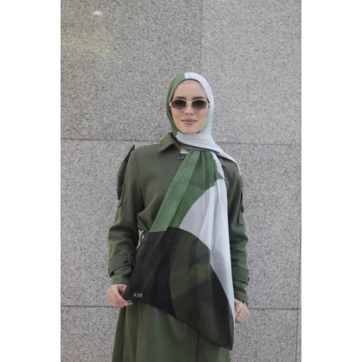 دائرة حجاب عصري شال جورجيت شيفون أخضر 300 سم × 70 سم - دائرة - Image 2